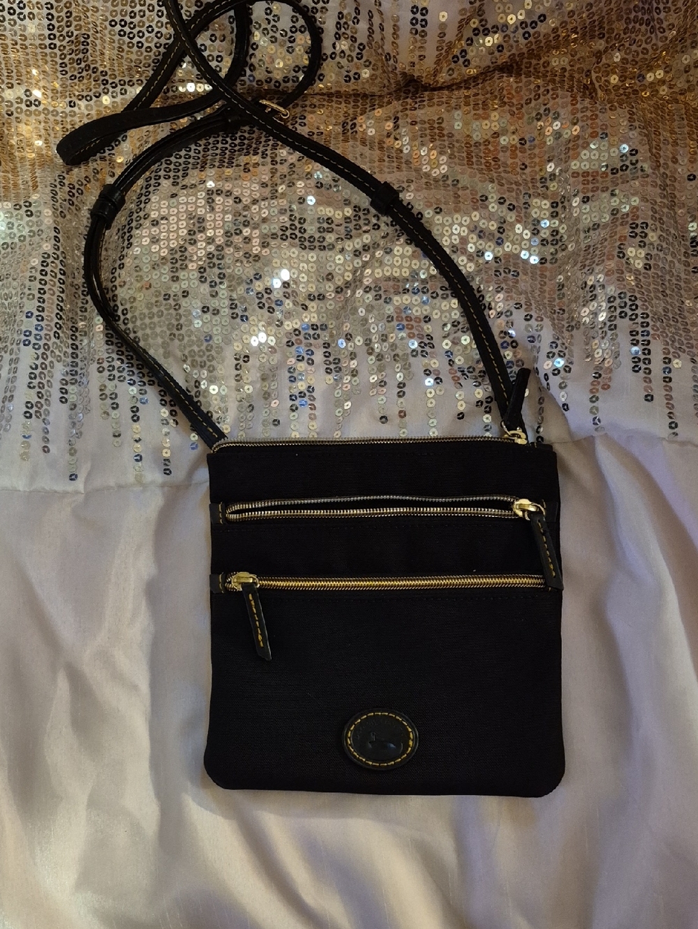 Dooney & Bourke Black Crossbody Bag with Gold Hardware